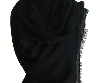 Black Scarf Very Fine Turkish Cotton Shawl Black Summer Scarf with two weaving patterns