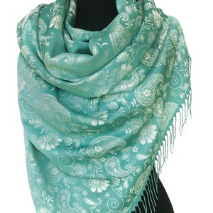 Wendbarer Mint Grüner Paisley Schal Schal Pashmina Boho Oversized Schal Festival Rave Wrap türkischer Schal Ottoman Hochzeit Gast Schal Braut
