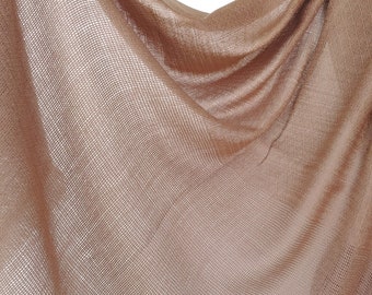 Scialle estivo in cotone turco molto fine color marrone latte con due motivi di tessitura