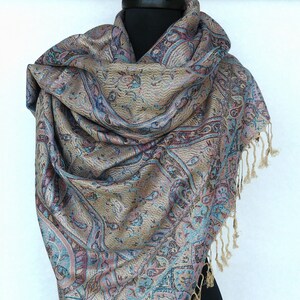 Bege Paisley Pashmina Bege Pashmina Cachecol Bege Wrap Shawl Oversize Casamento Pashmina Bege Xale Damas de Honra Xale Bege