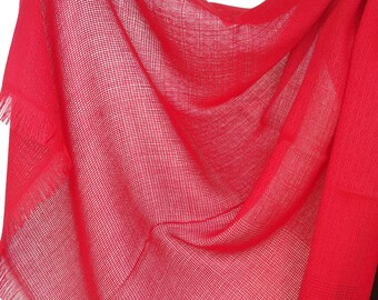 Red Cotton Shawl Scarf Wrap Lightweight Head Wrap Summer Wedding Guest Cover Up Bridesmaids Very Fine Turkish Cotton Shawl
