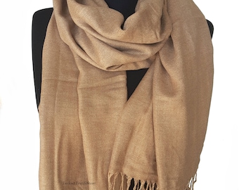 Pashmina Scarf Dark Beige Shawl Oversized Long Scarf Autumn Fall Winter Scarves For Women Shawls And Wraps Solid Color Light Brown Stole