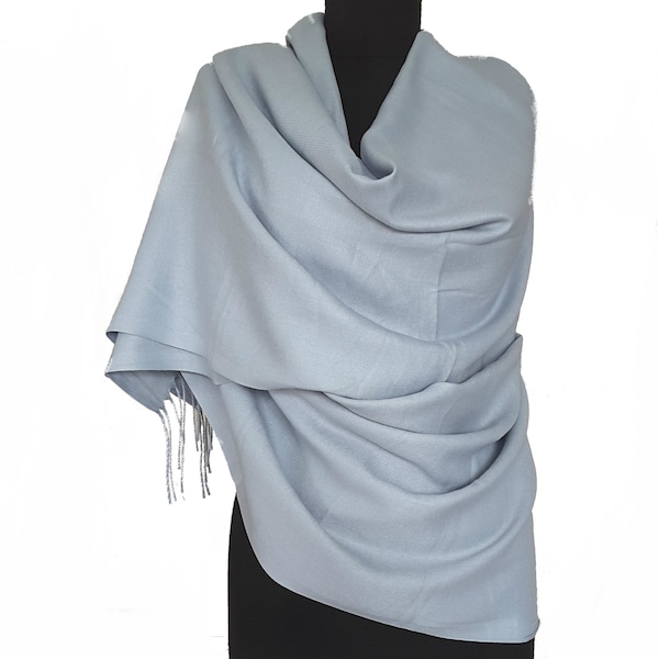 Misty Blue Pashmina Scarf Light Blue Shawl Blue Wrap Blue Scarf Bridesmaid Gift Blue Wedding Shawl Bridesmaid