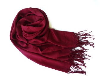 Chal de boda burdeos, chal de novia burdeos, bufanda de algodón burdeos, chal burdeos ligero, pashmina burdeos, chal rojo liso, bufanda roja