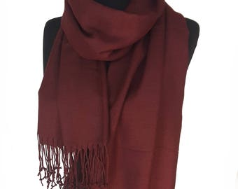 Deep Burgundy Pashmina Maroon Scarf Wine Shawl Wine Wrap Wine Scarf Bridesmaids Gift Wine Wedding Shawl Wine Bridesmaids
