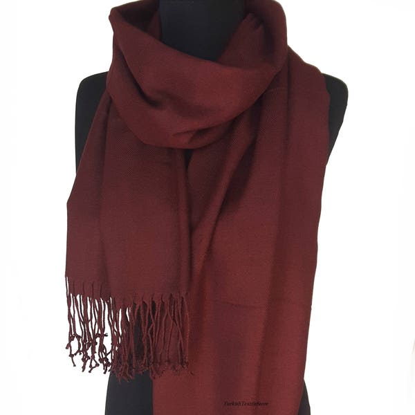 Deep Burgundy Pashmina Maroon Scarf Wine Shawl Wine Wrap Wine Scarf Bridesmaids Gift Wine Wedding Shawl Wine Bridesmaids