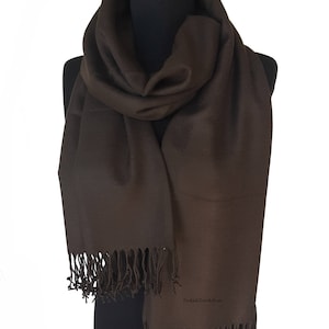 Dark Brown Pashmina Scarf Mens Pashmina Wrap Bridesmaids Gift Wedding Guest Shawl Bridal Shawl Cover Up Unisex Gifts Gift For Him Her  Stole
