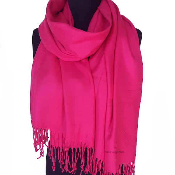 Bright Fuchsia Pashmina Hot Pink Scarf Fuchsia Shawl Pink Wrap Fuchsia Scarf Bridesmaids Gift Hot Pink Wedding Shawl Bridesmaid