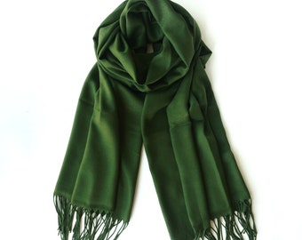 Forest Green Pashmina Scarf Green Shawl Green Wrap Forest Green Scarf Bridesmaid Gift Green Wedding Shawl Bridesmaid Green