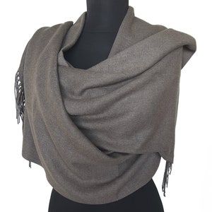 Unisex Pashmina Scarf Charcoal Gray Brown Shawl Brown Wrap Brown Scarf Bridesmaids Gift Brown Wedding Shawl Brown Bridesmaid Shawl