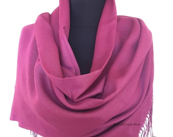 Chal de pashmina para boda color morado magenta, pashmina morada para dama de honor, bufanda morada, regalo para dama de honor, chal morado de gran tamaño, morado
