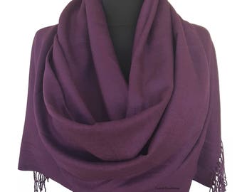 Sciarpa in pashmina viola ametista color melanzana, scialle color melanzana, regalo per damigelle d'onore color melanzana, scialle da sposa color melanzana, damigella d'onore