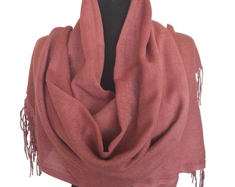 Scialle da sposa in pashmina rosa marrone, in palissandro, per damigelle d'onore, leggero, estivo, in cotone turco di prima qualità, molto fine, coprispalle da sposa