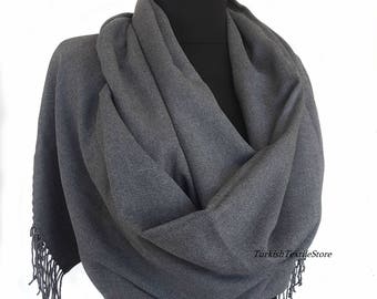 Sciarpa Pashmina Turca Unisex Grigio Scialle Stola Carbone Sciarpa Carbone Regalo Damigella D'onore Scialle da Sposa Carbone Scialle da Damigella D'onore Matrimonio