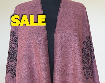 Poncho rosa reversible de doble cara, manta, chal, capa rosa, ropa de abrigo tribal para mujer, abrigo, poncho azteca, chal a cuadros, estilo bohemio.