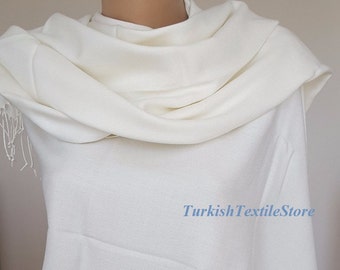 Off White Wedding Shawl Ivory Pashmina Scarf Cream Wrap Shawl Bridal Wedding Shawl Bridesmaid Shawl Bridesmaids Gift Bridesmaid Wrap