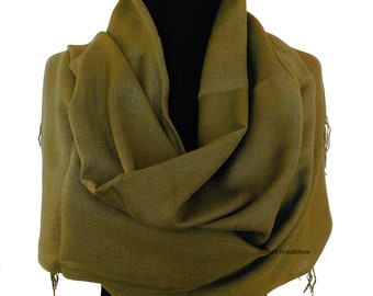 Khaki Green Wedding Pashmina Shawl Dark Green Bridesmaid Pashmina Dark Green Scarf Bridesmaid Gift Dark Green Wrap Oversize Shawl Dark Green