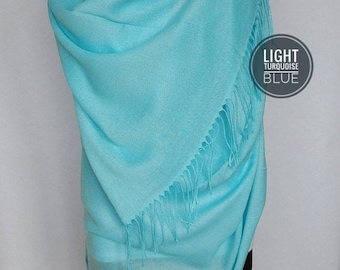 Light Turquoise Blue Wedding Pashmina Shawl Turquoise Bridesmaid Pashmina Tiffany Blue Scarf Bridesmaid Gift Turquoise Wrap Oversize Shawl
