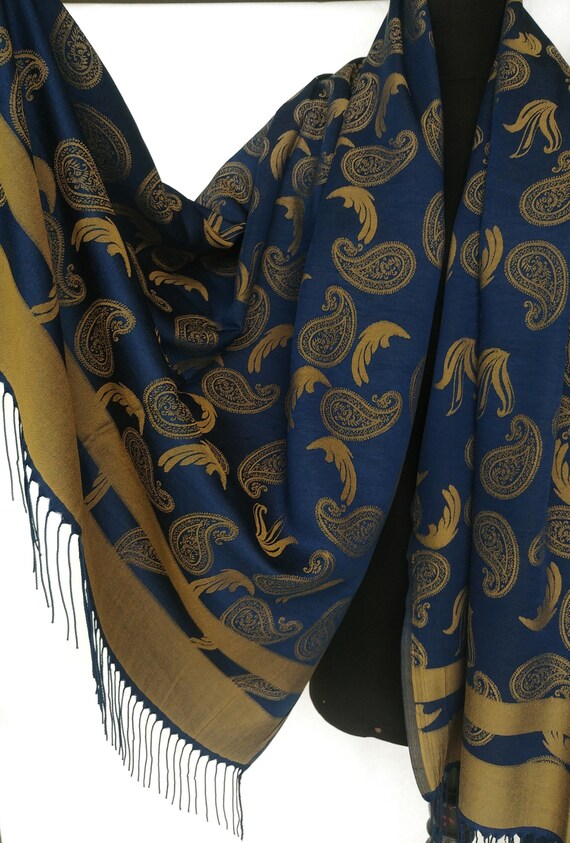 Blue and gold blanket scarf discount