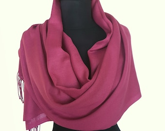 Scialle in pashmina color vino per matrimonio, scialle in pashmina color vino per damigella d'onore, scialle in pashmina color vino, scialle oversize in pashmina color vino per l'estate