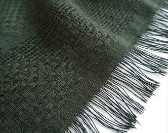 Dark Green Cotton Scarf, Army Lightweight Summer Shawl, Sheer Mesh Boho Head Wrap
