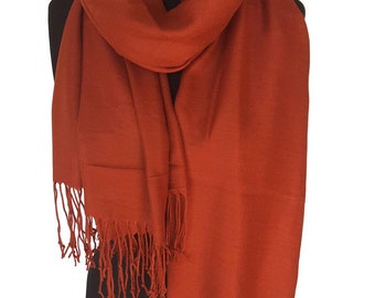 Terracotta Pashmina Scarf Terracotta Shawl Terracotta Wrap Terracotta Scarf Bridesmaids Gift Terracotta Wedding Shawl
