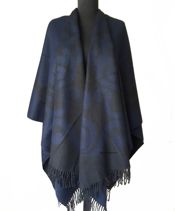navy blue poncho wrap