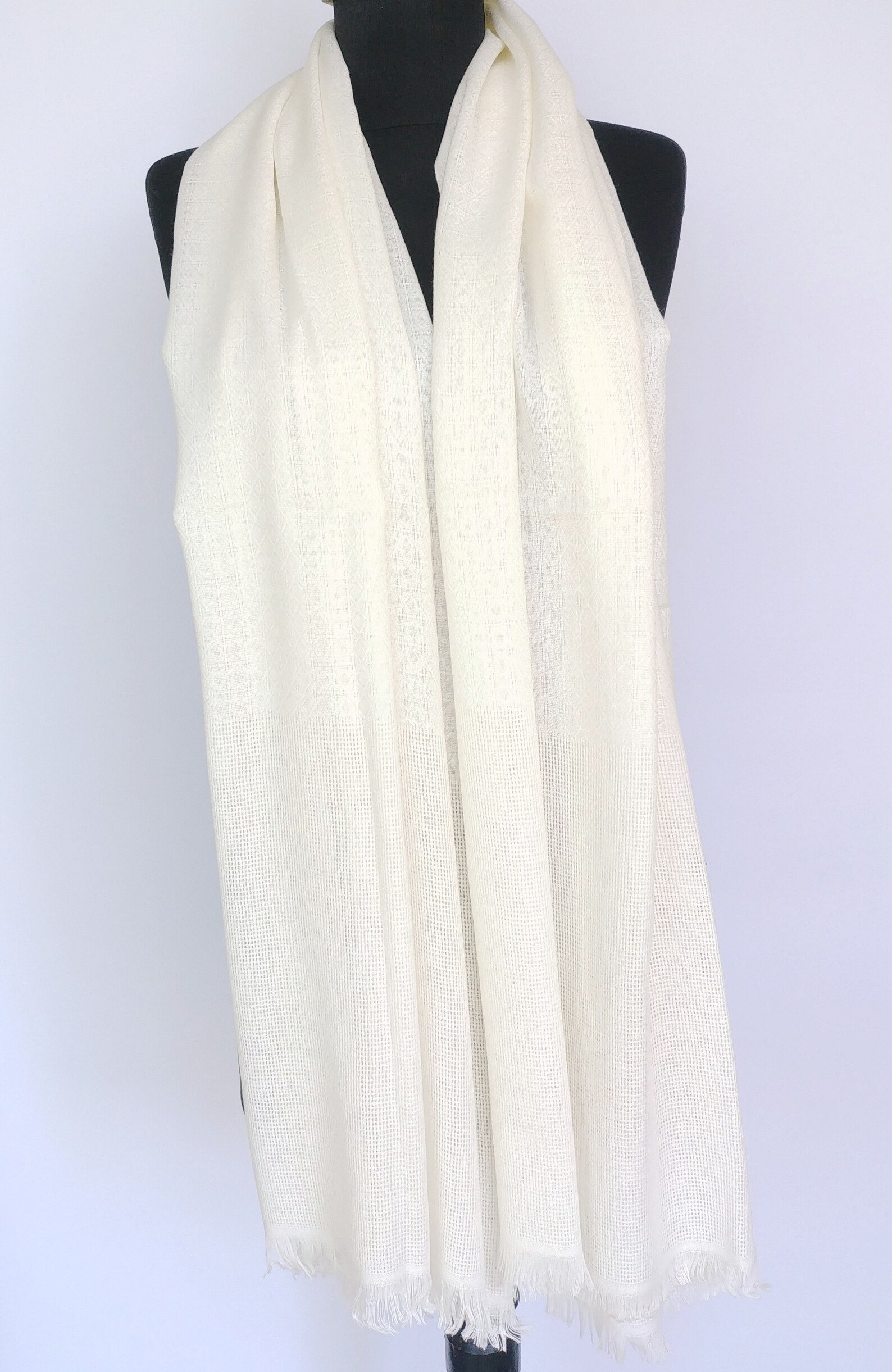 Ivory Wedding Shawl Ivory Bridal Shawl Ivory Cotton Scarf Etsy