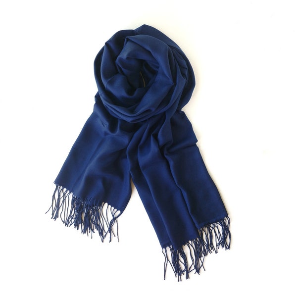 Sapphire Blue Pashmina Scarf Dark Blue Shawl Navy Blue Wrap Navy Blue Scarf Bridesmaids Gift Navy Blue Wedding Shawl Bridesmaid Navy Blue