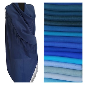 Navy Blue Pashmina Shawl Wedding Pashmina Bridal Cover Up Bride Shawl Evening Dress Royal Blue Scarf Travel Wedding Guest Dark Navy Wrap