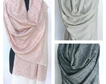 Pink Turkish Damask Shawl Blue Turkish Damask Pashmina Scarf Boho Oversized Shawl Grey Boho Wrap