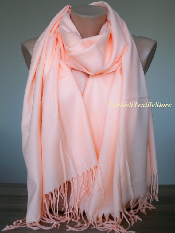 Peach Pashmina Shawl Peach Scarf Peach Wrap Shawl Pastel Pashmina