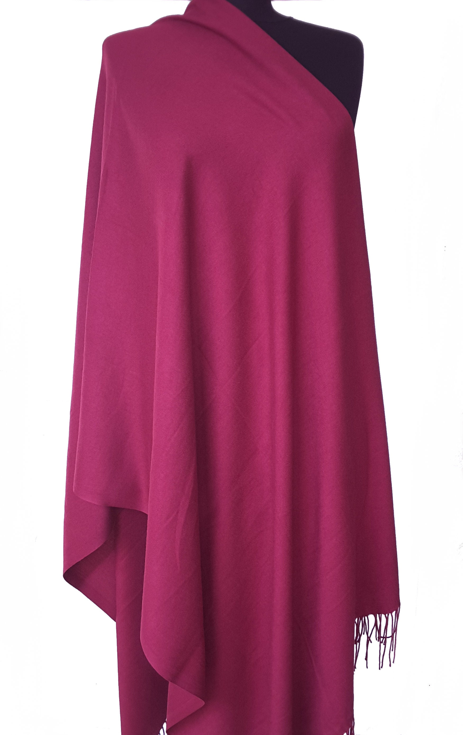 Écharpe Pashmina Voile Bordeaux - Viscose, à Franges - Multifonction Châle Ou Voile - Neuf Avec étiquettes