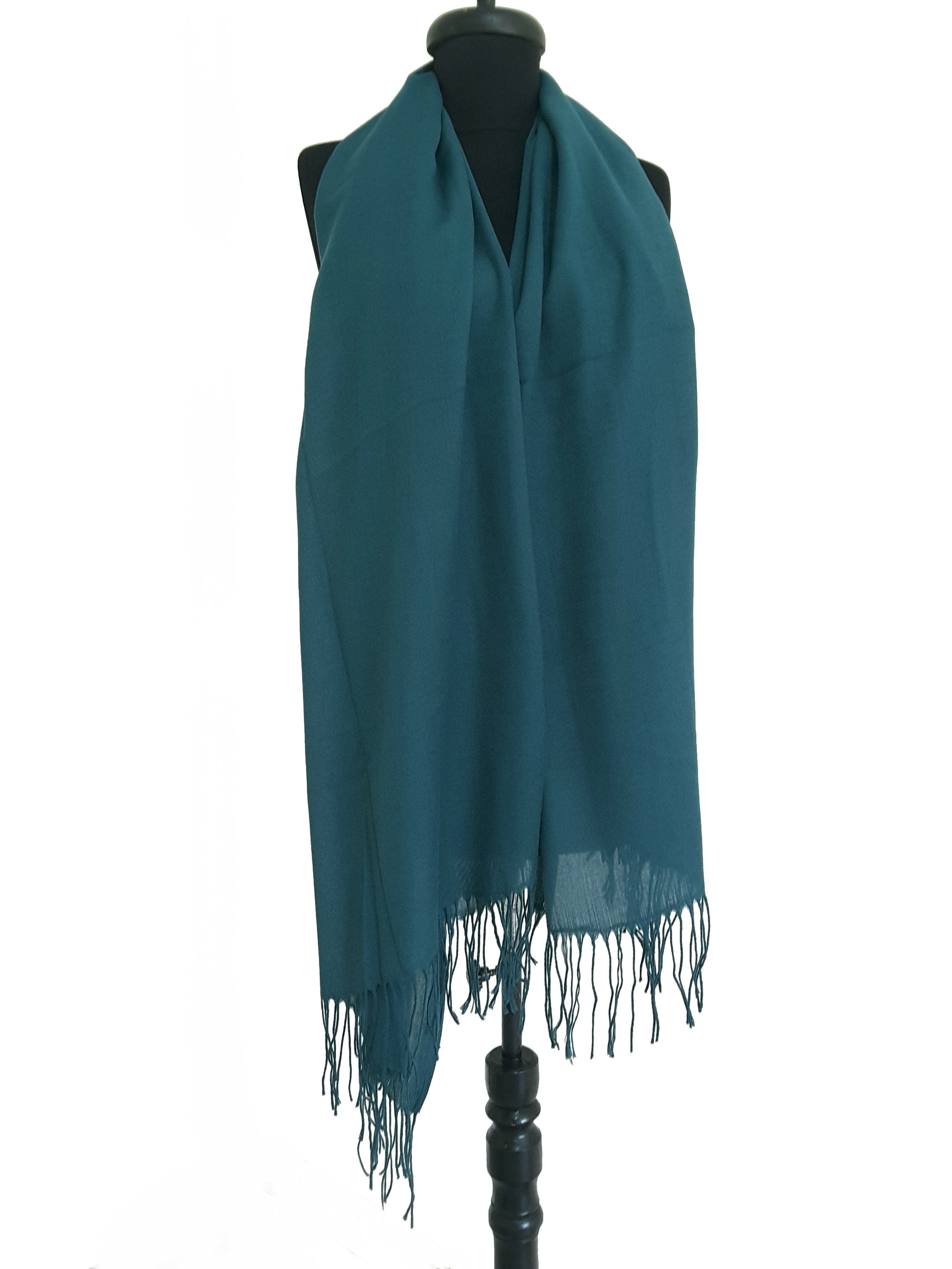Dark Teal Pashmina Shawl Teal Wedding Pashmina Scarf Teal Head Etsy