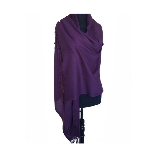 Pashmina aubergine en coton turc de qualité supérieure très fin Pashmina de mariage doux au toucher prune châle demoiselle d'honneur pashmina violet écharpe violet foncé