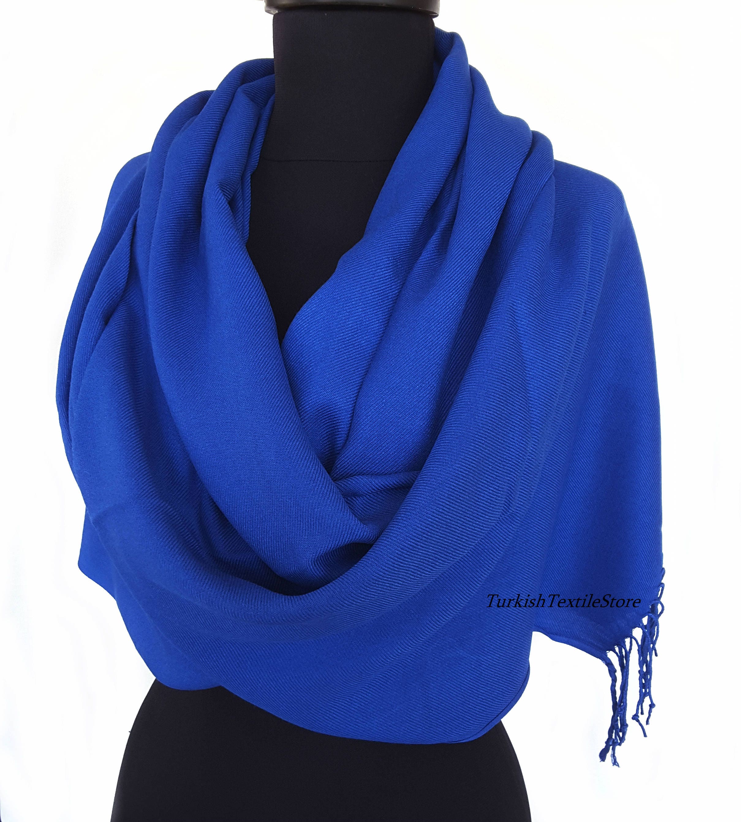 Biagio 100% Wool Pashmina Solid Scarf ROYAL BLUE Color Womens Shawl Wrap  Scarve