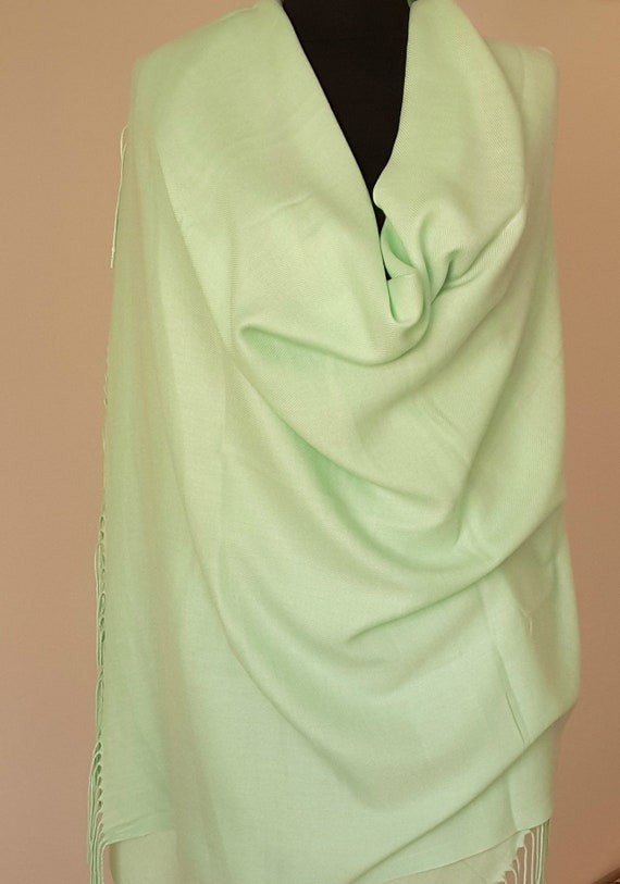 Mint Green Pashmina Mint Scarf Mint Shawl Green Wrap Mint  display picture 1