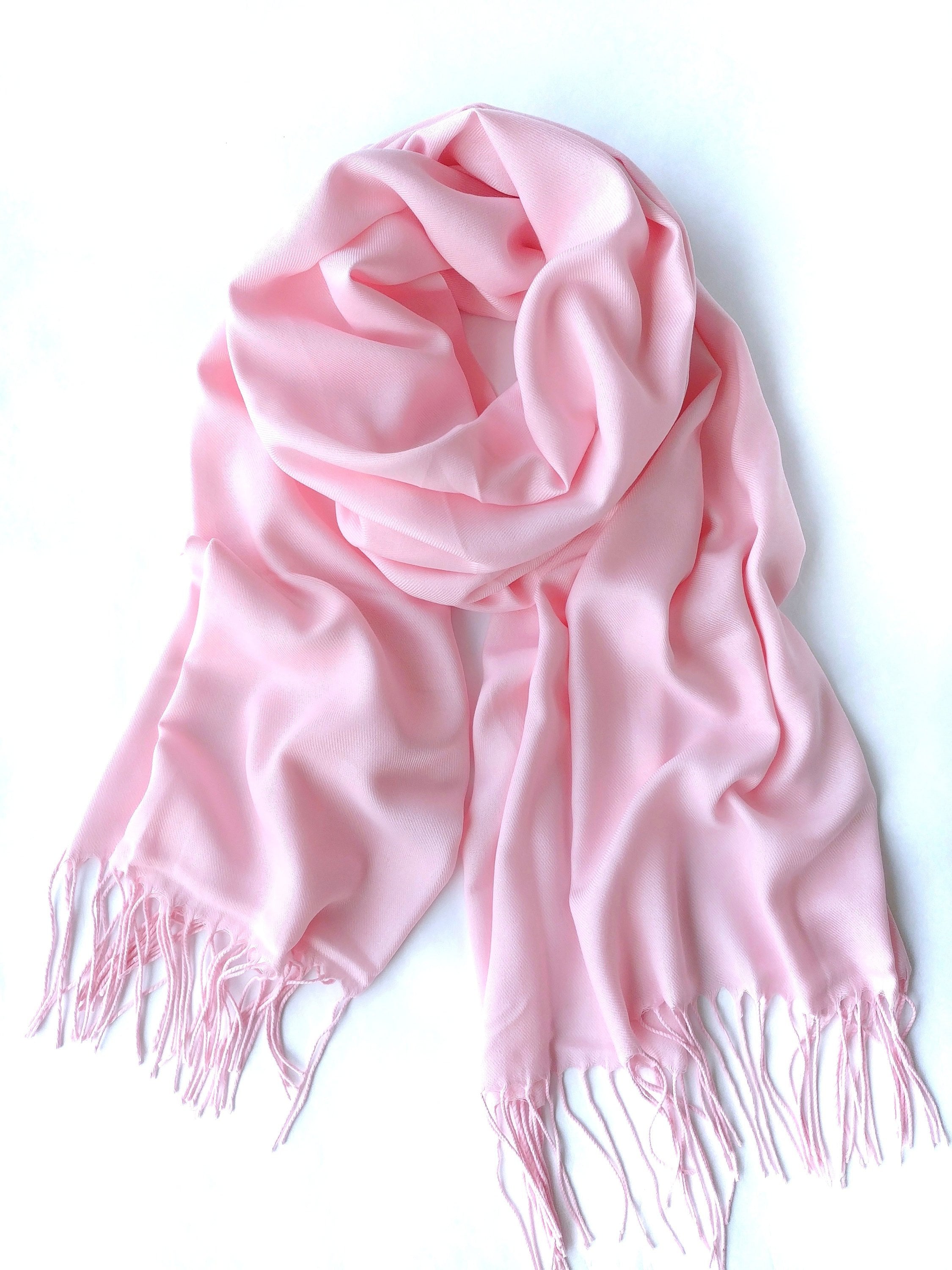 Light Pink Cotton Pashmina Shawl, Soft Baby Pink Scarf, Elegant