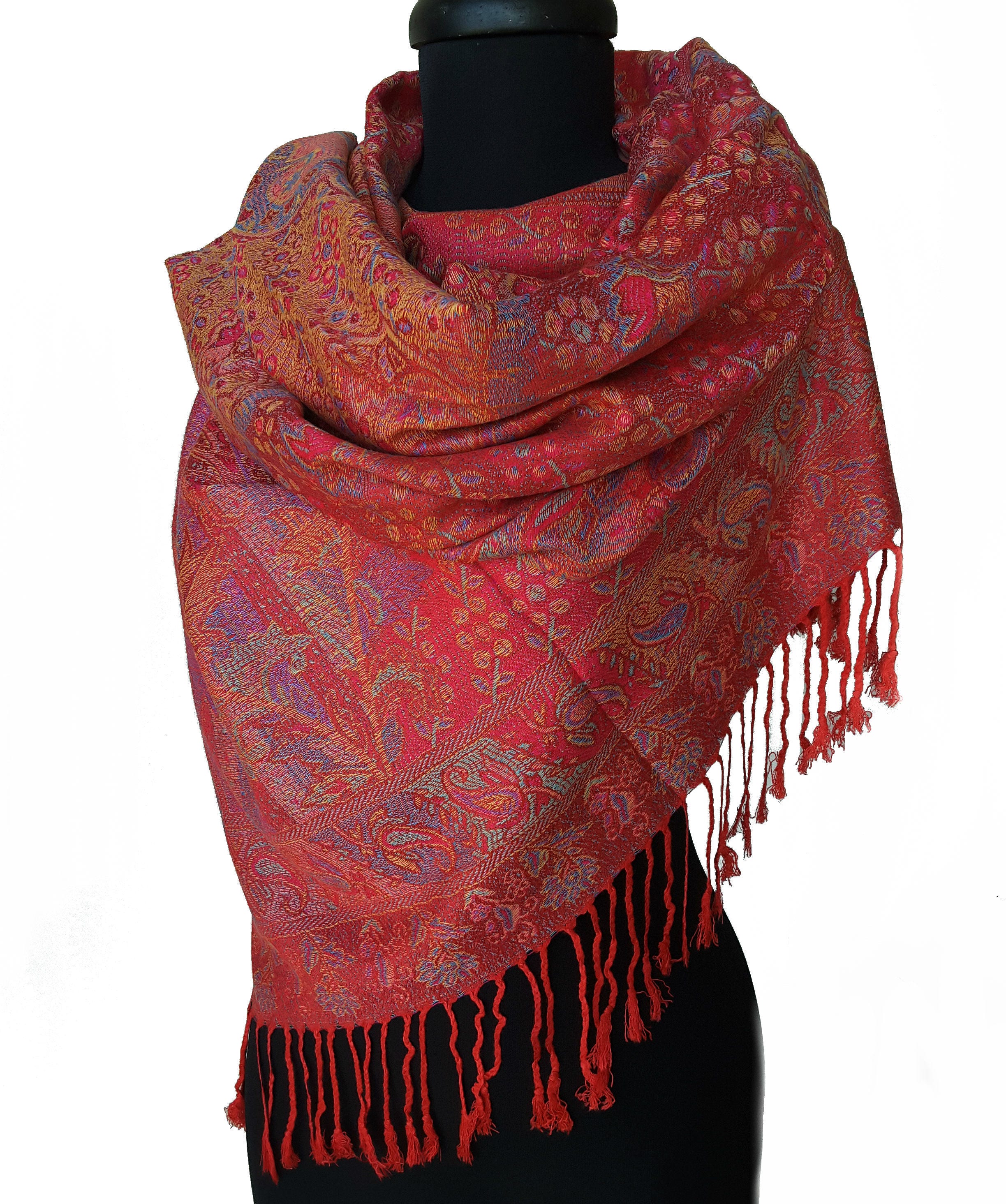 red shawl scarf