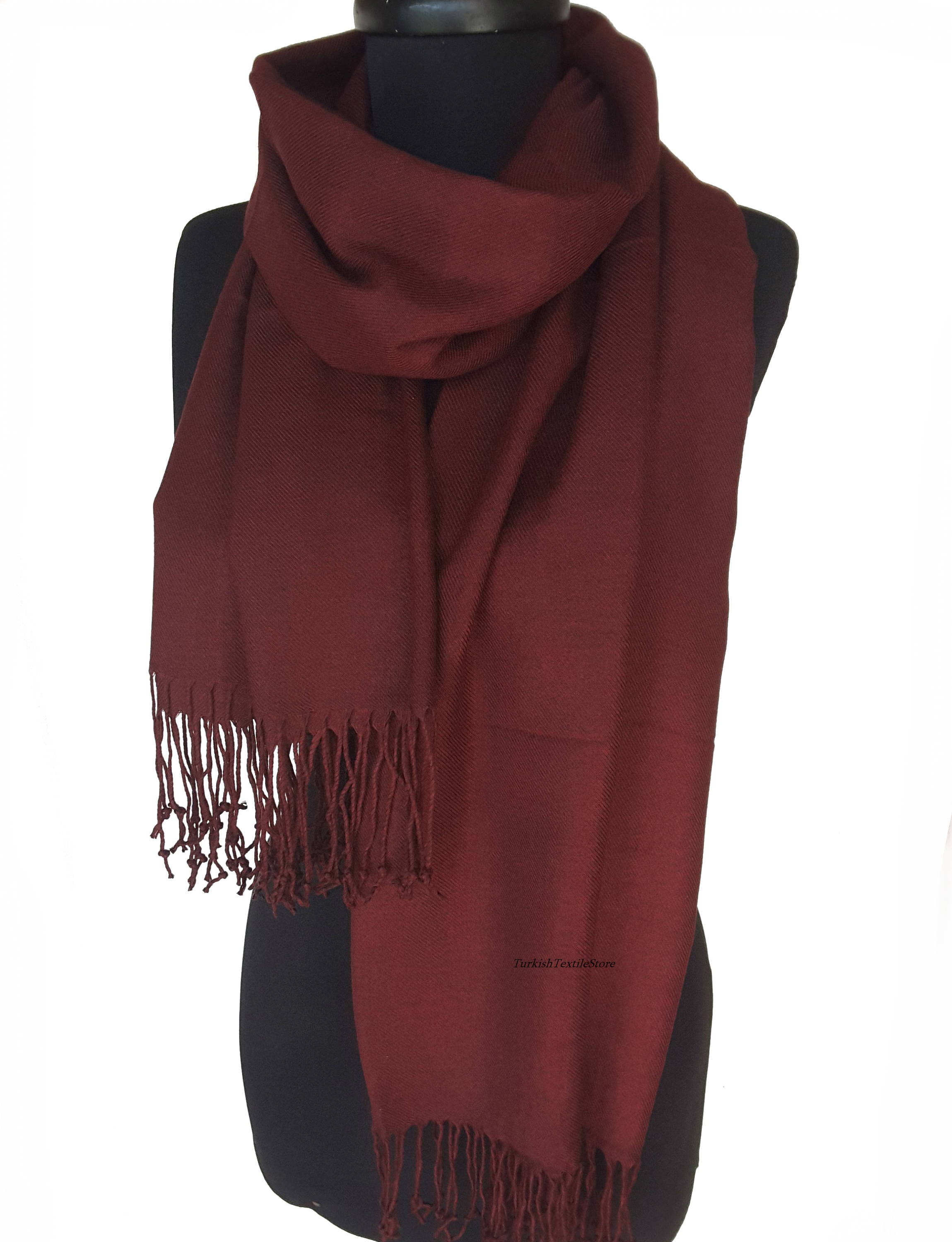 profunda Pashmina Maroon Scarf Wine Shawl Wrap Etsy España