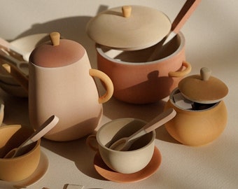 Wooden Play Food Set, Montessori Kitchen Pretend Play