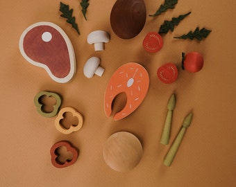Wooden Pretend Play Food, Sensory Toys