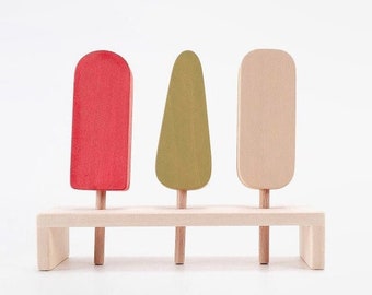 Wooden Ice Cream Toy Set: Montessori Play Food, Waldorf Toys