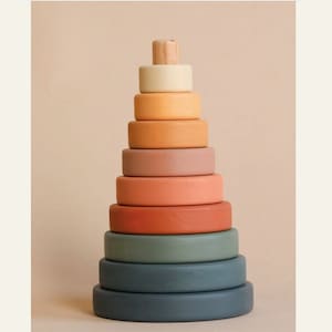 Wooden ring stacker toy Stacking toy Baby gift Stacking rings eco toys for kids present