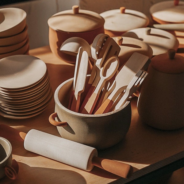 Wooden kitchen utensils for play | Kitchen play | Toys for Kitchen | Toy utensils
