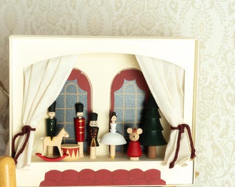 Christmas Nutcracker Wooden Toy Theater: Handmade Figurines Set, 3+ Years Old
