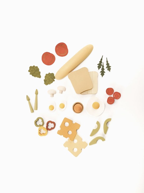 Set da gioco con cibo: set di giocattoli con cibo in legno/Giocattoli in  legno per bambini/Giocattoli da cucina/Giocattolo per colazione vegetariana  -  Italia