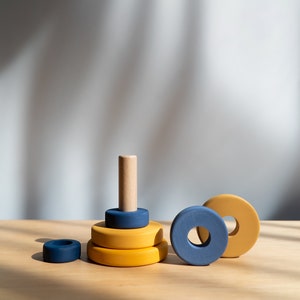 Mini Ring Stacker Blue and Yellow image 2