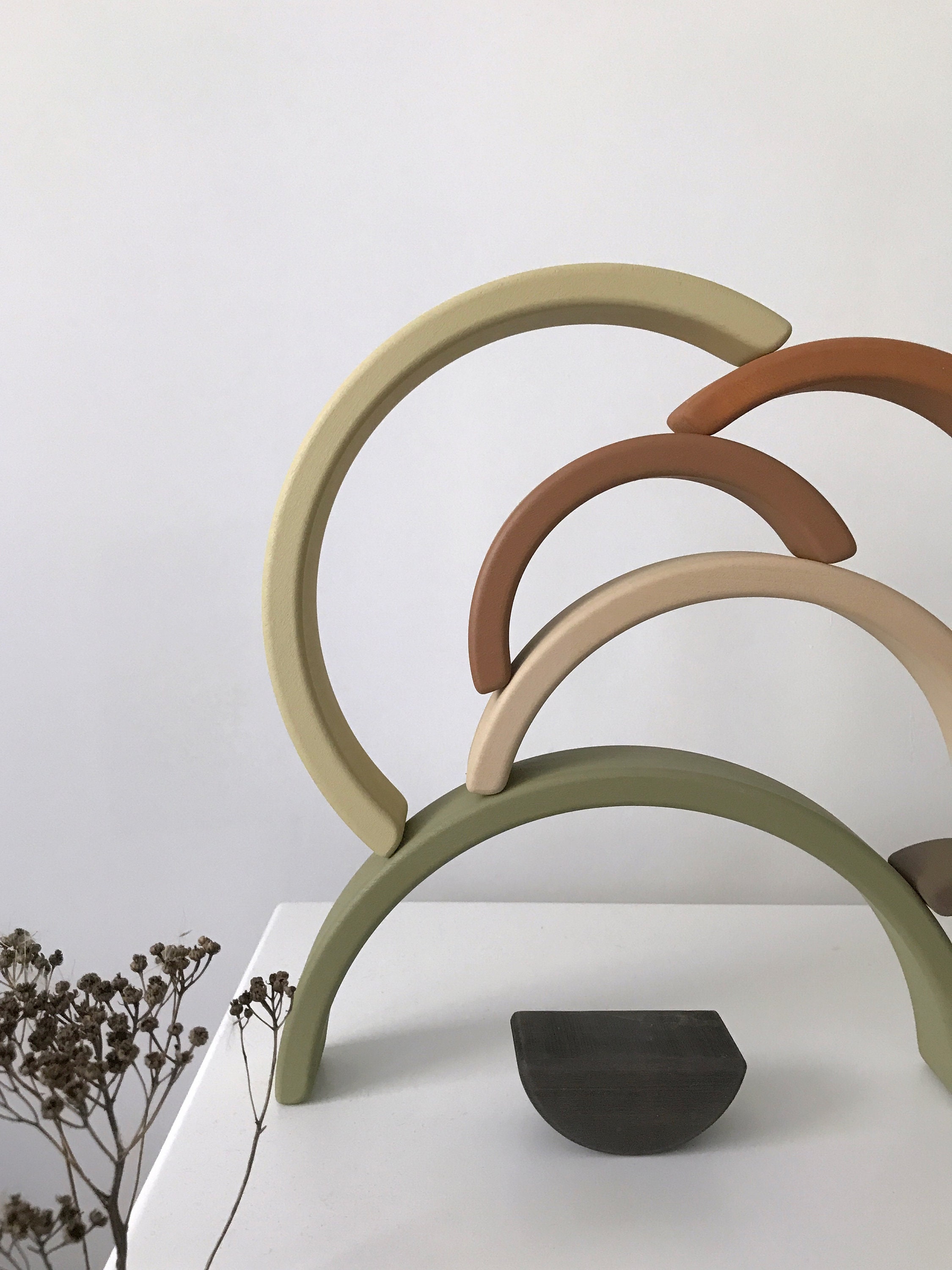 Wooden rainbow toy arch stacker from wood gift for child Etsy