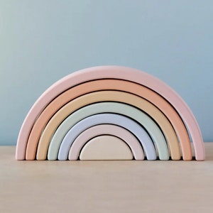 Wooden Baby Toys, Wooden Rainbow Toy, Montessori Toys, Wooden Puzzle, Waldorf Toys, Wooden Rainbow Arch, Christening Gifts, Sensory Toys image 1